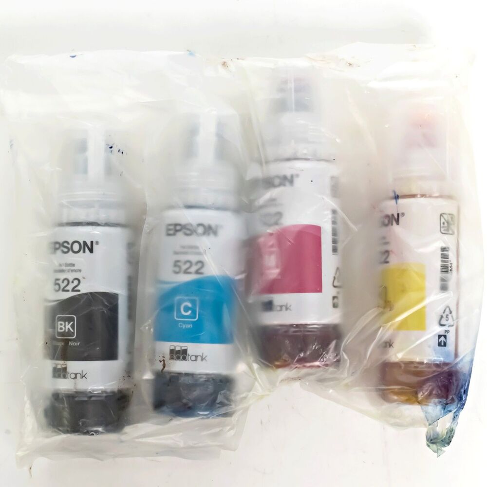 Genuine Epson 522 Ink Bottle 4-Pack (BK, C, Y, M) Exp: 03/2028